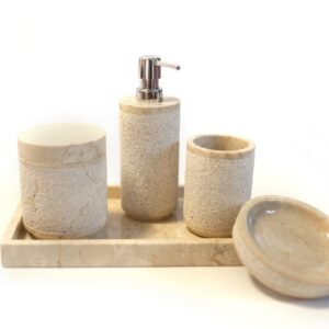 Kamenná koupelnová sada Cream
