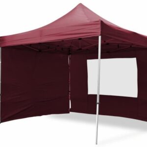 Zahradní párty stan nůžkový PROFI 3x3 m vínový + 4 boční stěny