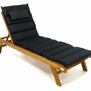 Zahradní lehátko z týkového dřeva DIVERO + antracitové polstrování