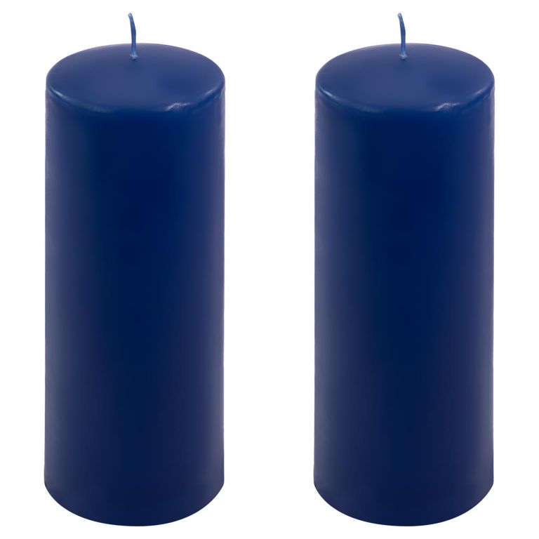 Sada sloupových svíček, 20 cm, Ø 7,5 cm, modrá, 2 ks