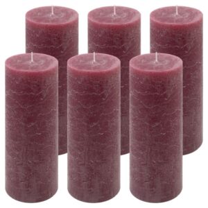 Bordó parafínová svíčka rustikální 20 cm, 90 h, sada 6 ks