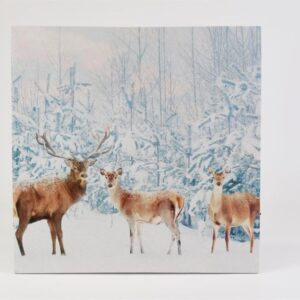 Nástěnná malba Jeleni v lese, LED s časovačem, 40 x 40 cm