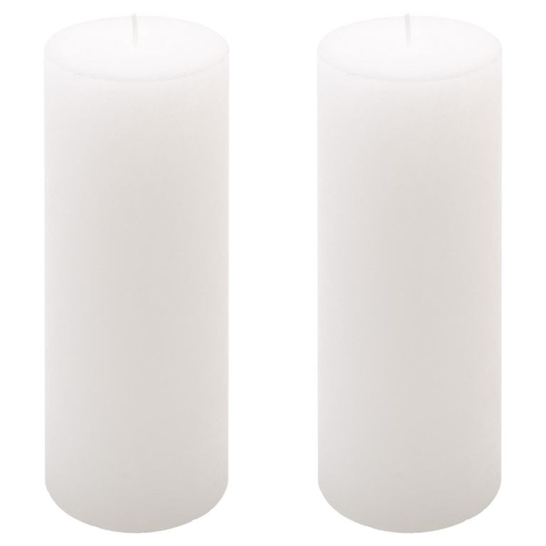 Sada rustikálních svíček, 20 cm, Ø 7,5 cm, bílá, 2 ks