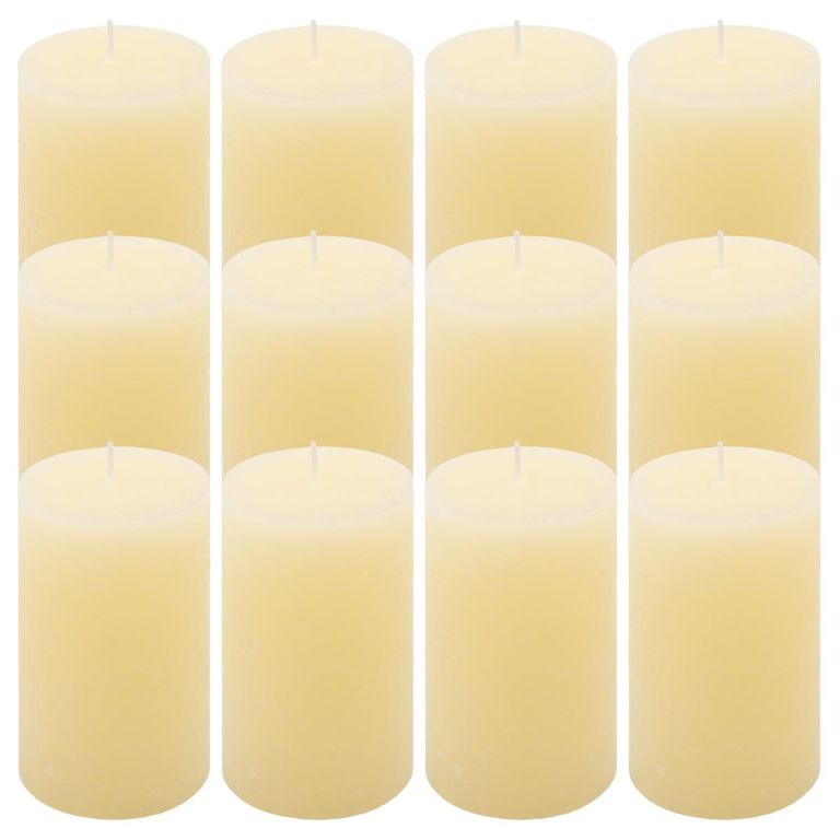 Sada rustikálních svíček, 11,5 cm, Ø 6,8 cm, krémová, 12 ks