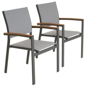 Sada zahradní stohovatelných kovových židlí, antracit, 2 ks