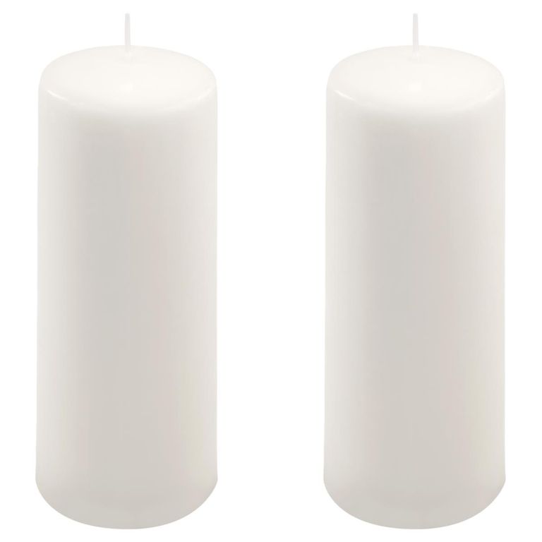 Sada sloupových svíček, 20 cm, Ø 7,5 cm, bílá, 2 ks
