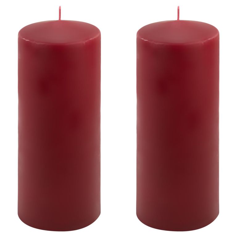 Sada sloupových svíček, 25 cm, Ø 10 cm, vínová, 2 ks
