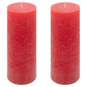 Červená parafínová svíčka rustikální 20 cm, 90 h, sada 2 ks