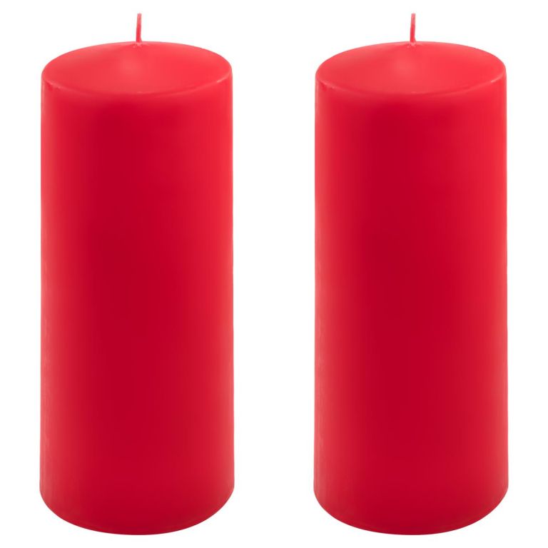 Sada sloupových svíček, 20 cm, Ø 7,5 cm, červená, 2 ks