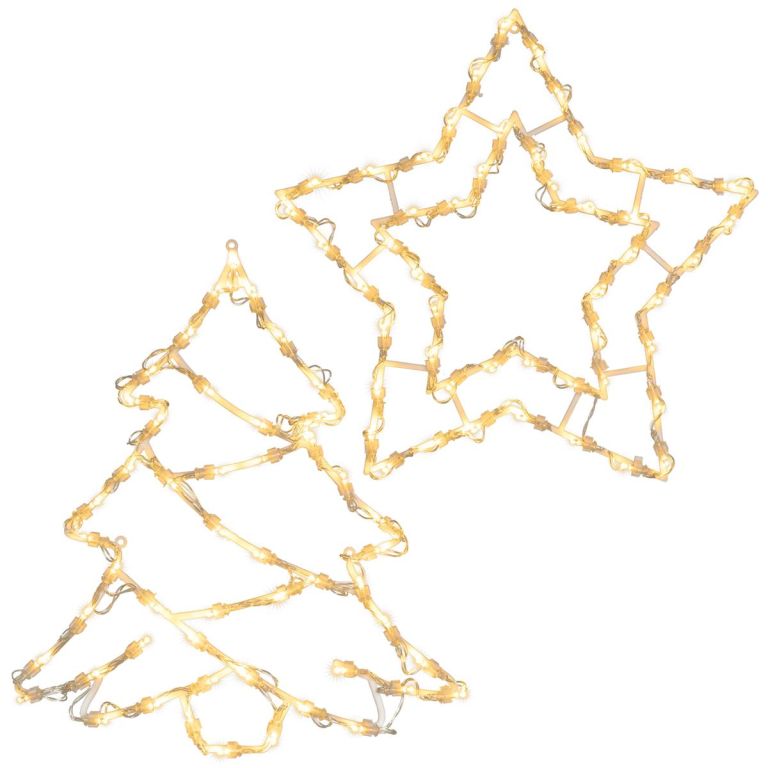 Vánoční LED dekorace, hvězda, stromek, teple bílá, 2x50 LED