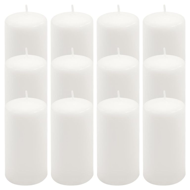 Sada sloupových svíček, 11,5 cm,Ø 6 cm, bílá, 12 ks