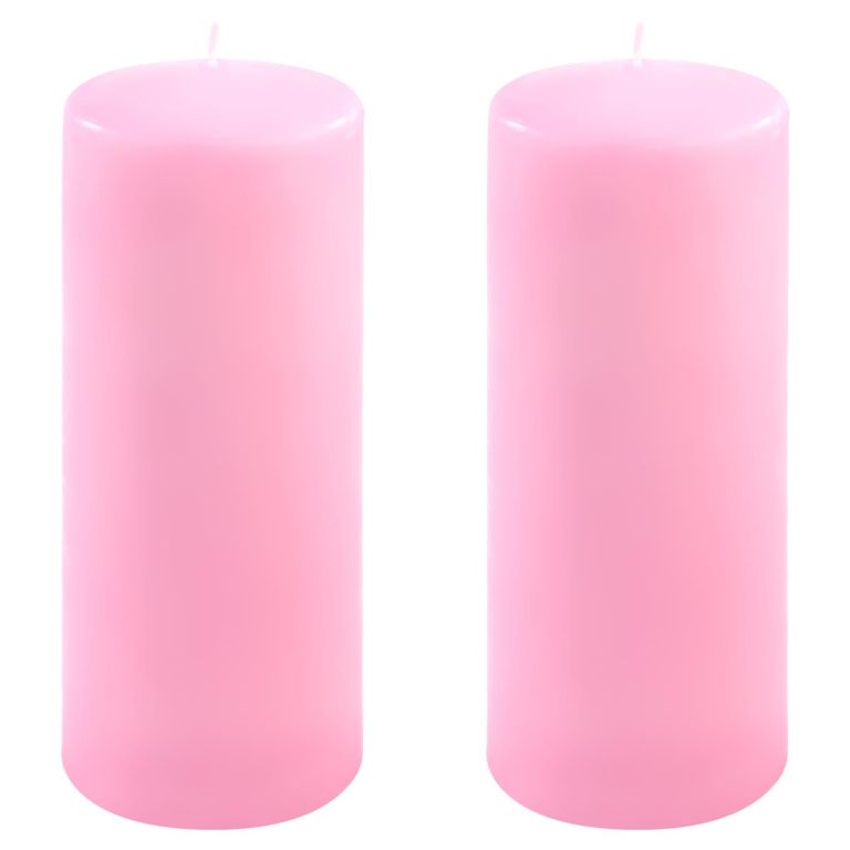 Sada sloupových svíček, 25 cm, Ø 10 cm, růžová, 2 ks