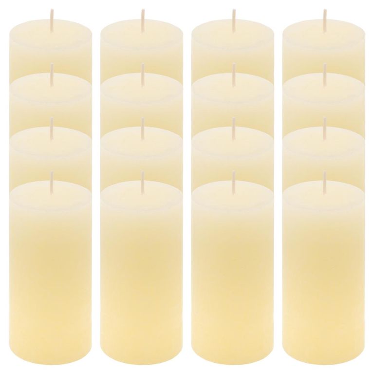Sada rustikálních svíček, 10 cm, Ø 5 cm, krémová, 16 ks
