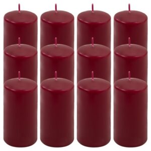 Sada sloupových svíček, 11,5 cm,Ø 6 cm, vínová, 12 ks