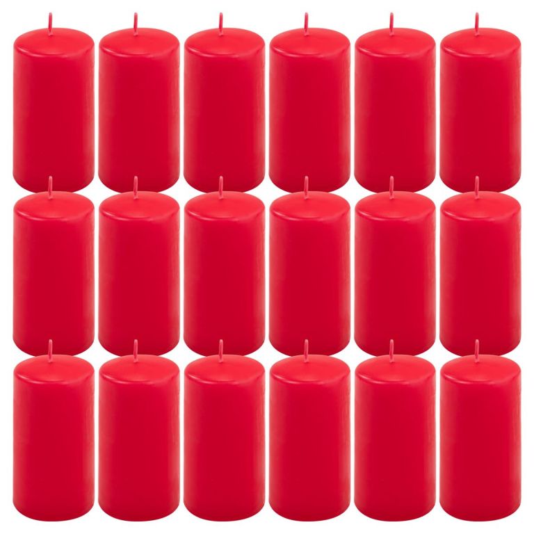 Sada sloupových svíček, 11,5 cm, Ø 6 cm, červená, 18 ks