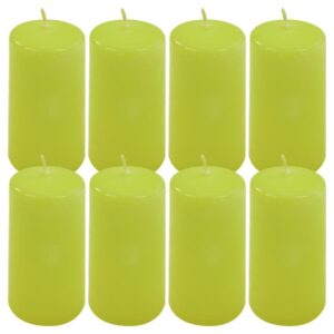 Sada sloupových svíček, 10 cm, Ø 5 cm, světle zelená, 8 ks