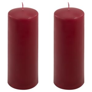 Sada sloupových svíček, 20 cm, Ø 7,5 cm, vínová, 2 ks