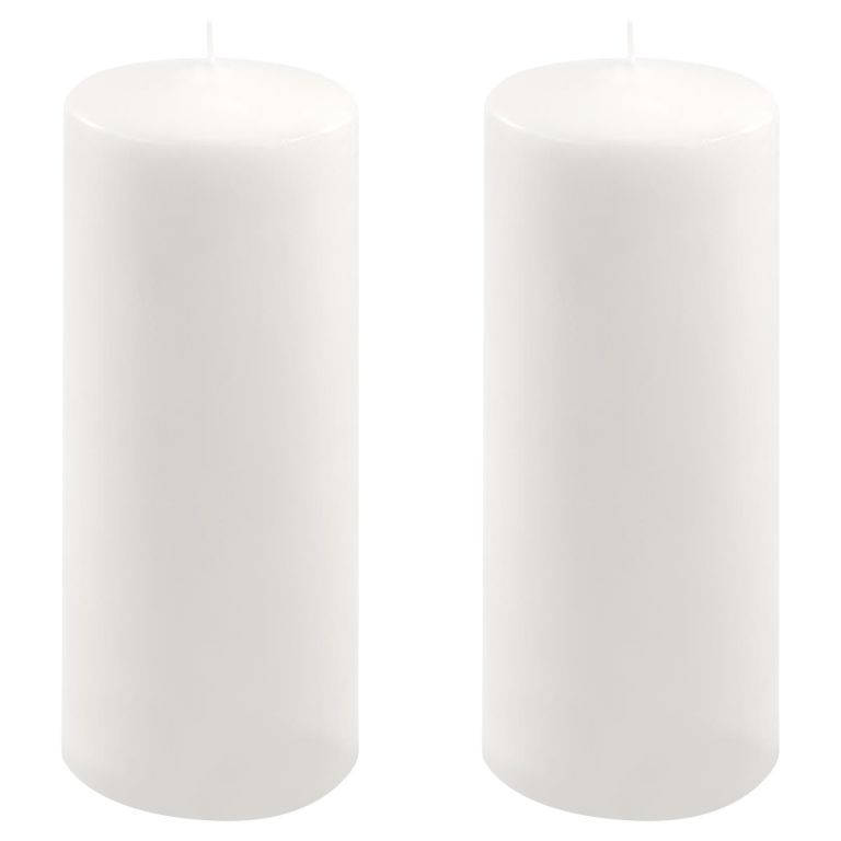 Sada sloupových svíček, 25 cm, Ø 10 cm, bílá, 2 ks
