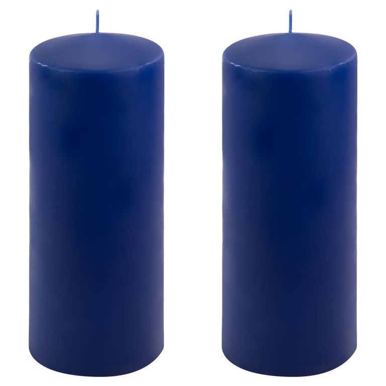 Sada sloupových svíček, 25 cm, Ø 10 cm, modrá, 2 ks