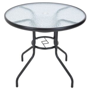 Zahradní stůl ZWMT Ø 80 cm kovový se skleněnou deskou