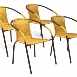 Sada 4 kusů zahradních židlí s výpletem - béžová