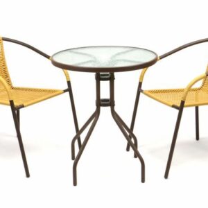 Zahradní balkonový set 2 židle + skleněný stůl