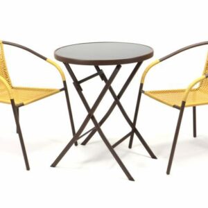 Zahradní set BISTRO 2 židle + stůl, béžový polyratan