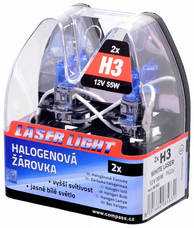 Žárovka 12V, H3 55W Pk22s WHITE LASER, 2ks