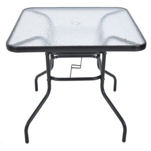Zahradní stůl ZWMT, 80 x 80 cm, kovový se skleněnou deskou