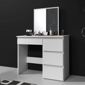 Toaletní stolek se zrcadlem a zásuvkami, bílá