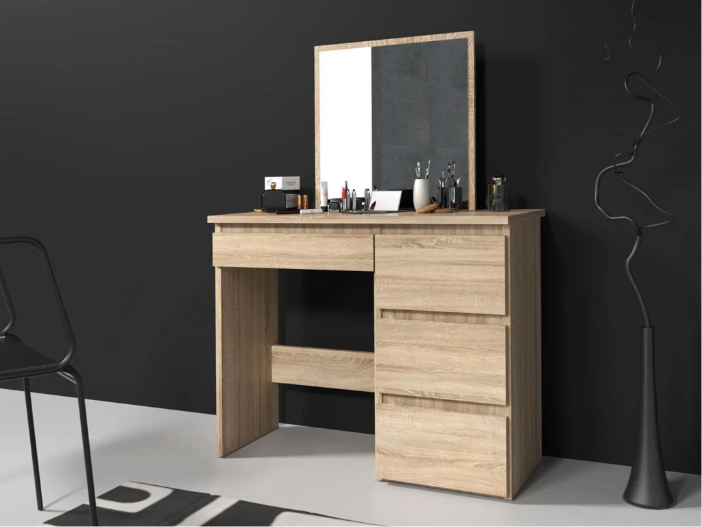 Toaletní stolek se zrcadlem a zásuvkami, dub sonoma