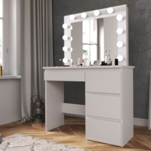 Toaletní stolek s LED osvětlením, bílá