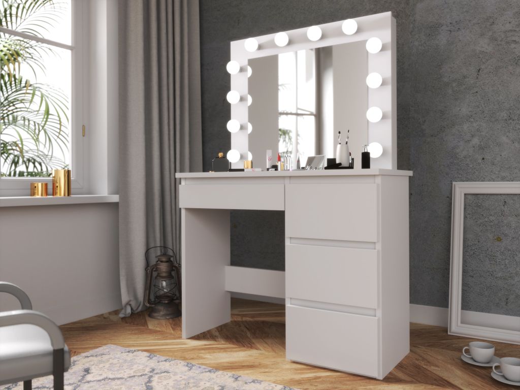 Toaletní stolek s LED osvětlením, bílá