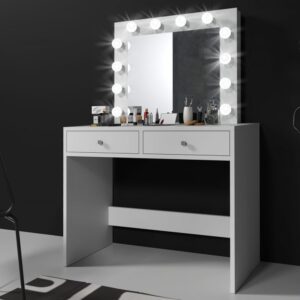 Toaletní stolek se zrcadlem BeautyFrame 12 LED, bílý