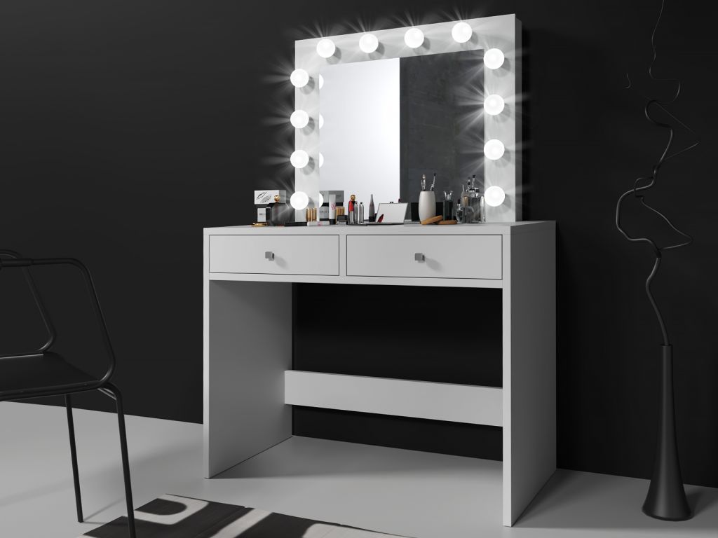 Toaletní stolek se zrcadlem BeautyFrame 12 LED, bílý