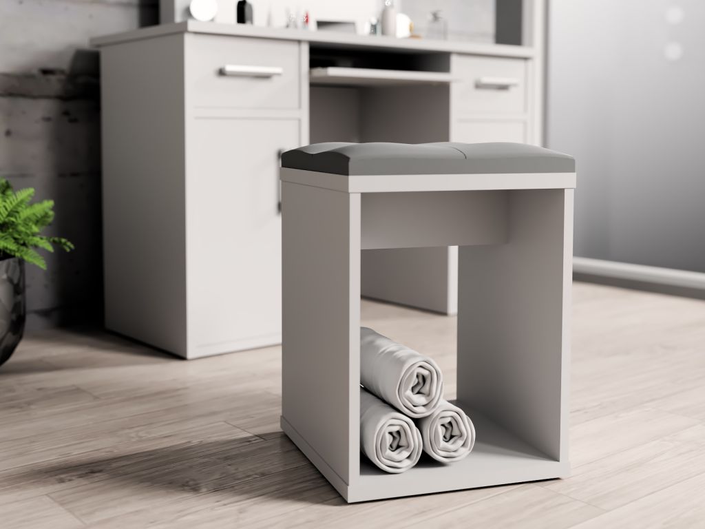 Taburet se sedákem pro toaletní stolek, bílá