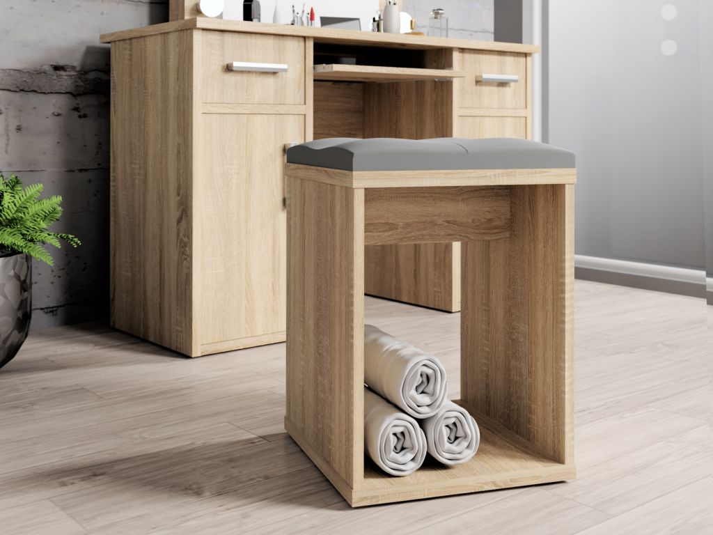 Taburet se sedákem pro toaletní stolek, dub