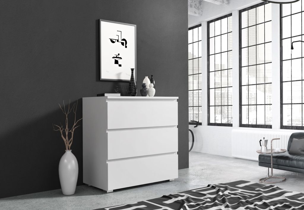 Komoda se třemi zásuvkami 80 cm, bílá