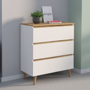 Komoda se třemi zásuvkami 80 cm, bílá / dub