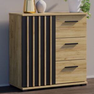 Komoda se zásuvkami a úchytkami, 80 cm, dub