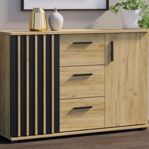 Komoda se zásuvkami a úchytkami, 120 cm, dub