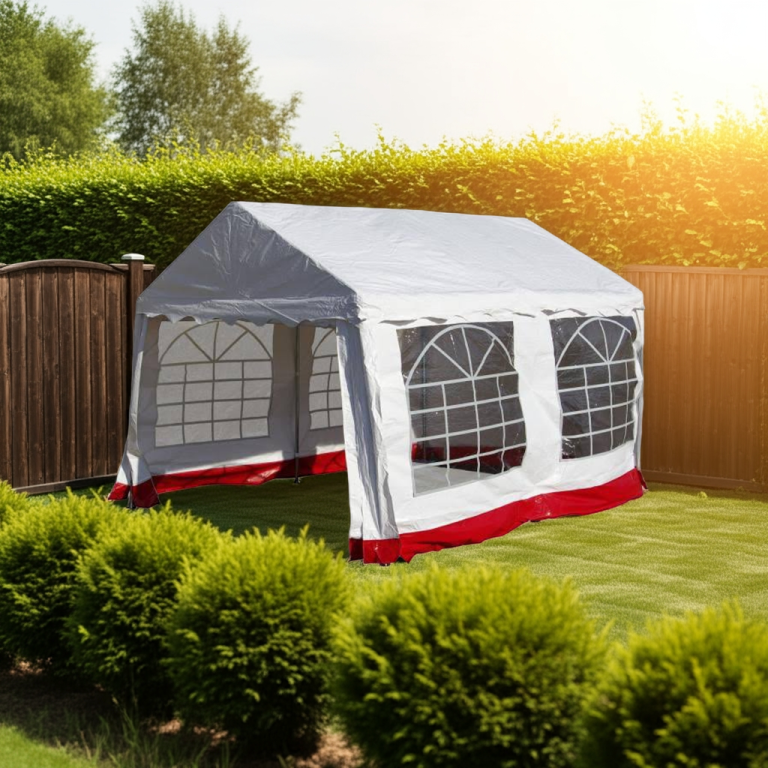 Zahradní párty stan - bílý s červeným lemem 3 x 4 m - Obrázek 3