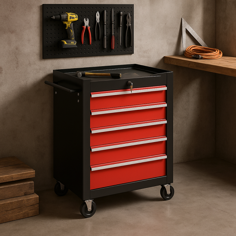 TIMBERTECH Dílenský vozík na kolečkách, 5 zásuvek s vložkami - Obrázek 2