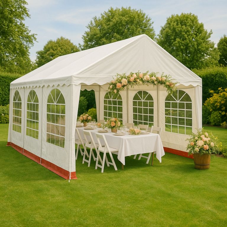 Zahradní stan, bílá / červená, 4 x 6 m - Obrázek 4