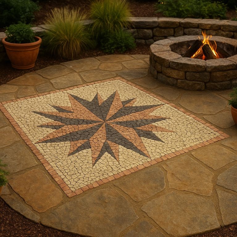 DIVERO mramorová mozaika kompas, 120 x 120 cm - Obrázek 3