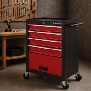 Dílenský vozík na nářadí 4 zásuvky, 61 x 65 cm, červený