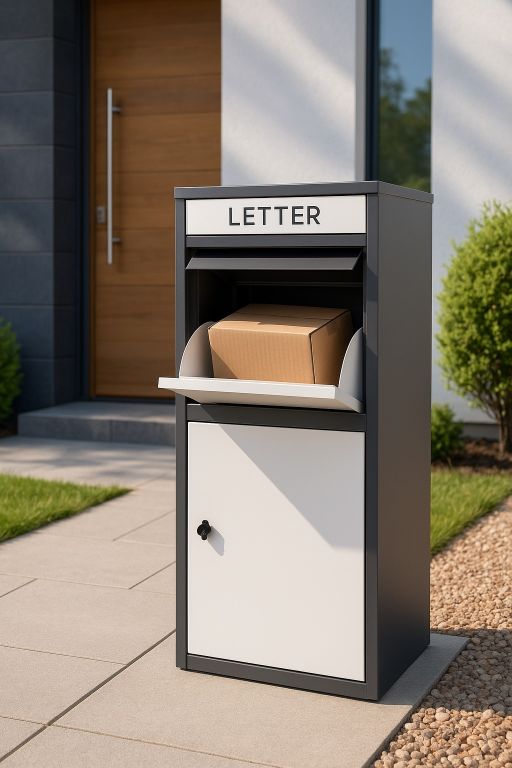 Stojanová poštovní schránka KIM, černo-bílá, ocel, 2 klíče - Obrázek 2