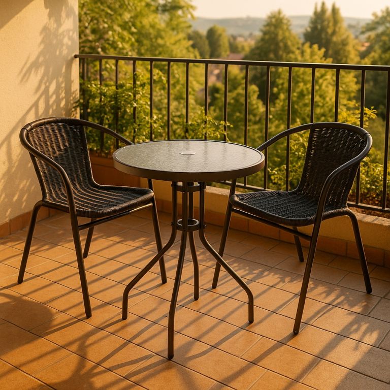 Zahradní balkonový set 2 židle + skleněný stůl - Obrázek 2