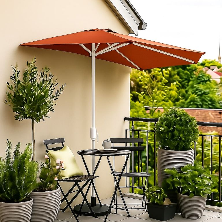 GARTHEN Půlkruhový zahradní slunečník, terakota, 2,7 m - Obrázek 2