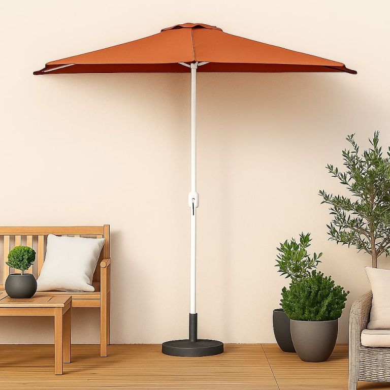 Půlkruhový zahradní slunečník terakota vč. příslušenství - Obrázek 2